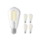 Voordeelpak 5x Calex Smart Tuya Wifi E27 Edison Filament 7W 806lm - 818-830 Afstembaar Wit | Dimbaar - Vervangt 60W