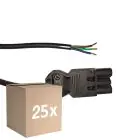 Voordeelpak 25x Noxion GST - Compatibel Voedingskabel Zwart - Mannelijk + Open uiteinden - 0,3m - 3 pole 0,75mm2